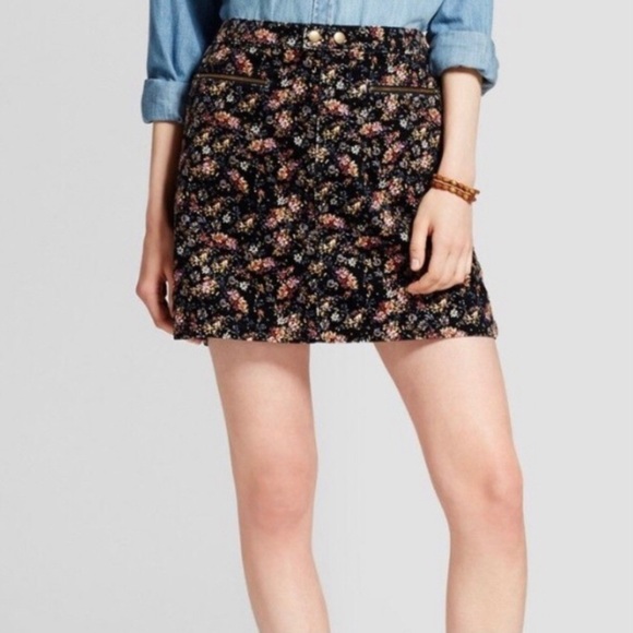 Mossimo Supply Co. Dresses & Skirts - Mossimo Floral Corduroy High Waisted Mini Skirt